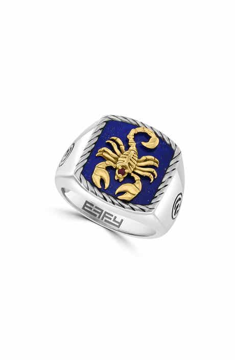 EFFY Two-Tone Lapis Lazuli & Ruby Scorpion Signet Ring