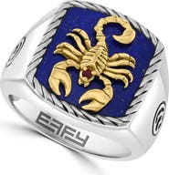 EFFY Two-Tone Lapis Lazuli & Ruby Scorpion Signet Ring