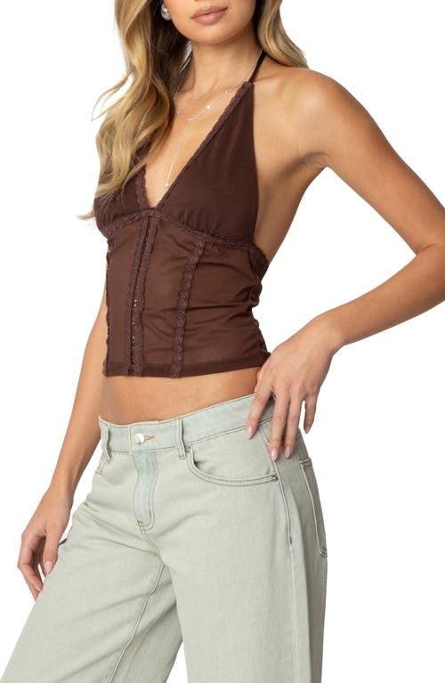 EDIKTED EDIKTED LUCIE LACY MESH HALTER TOP