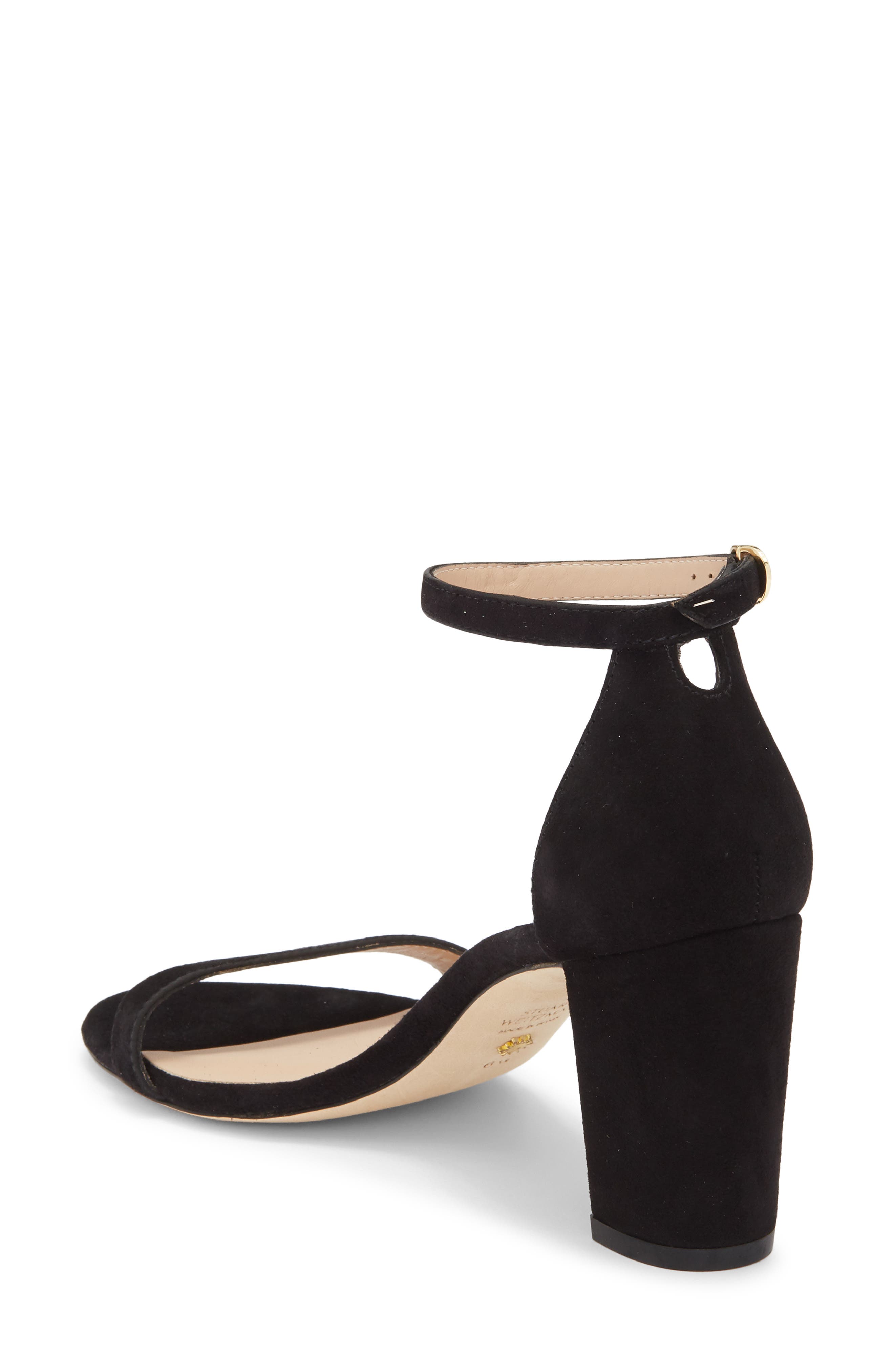 Stuart Weitzman NearlyNude Ankle Strap Sandal, Alternate, color, True Black