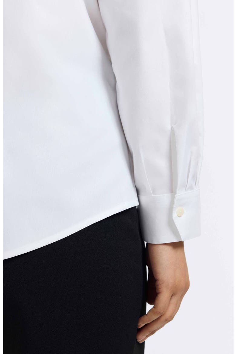 Marlee Leopard Trim Cotton Blend Button-Up Shirt, Alternate, color, WHITE