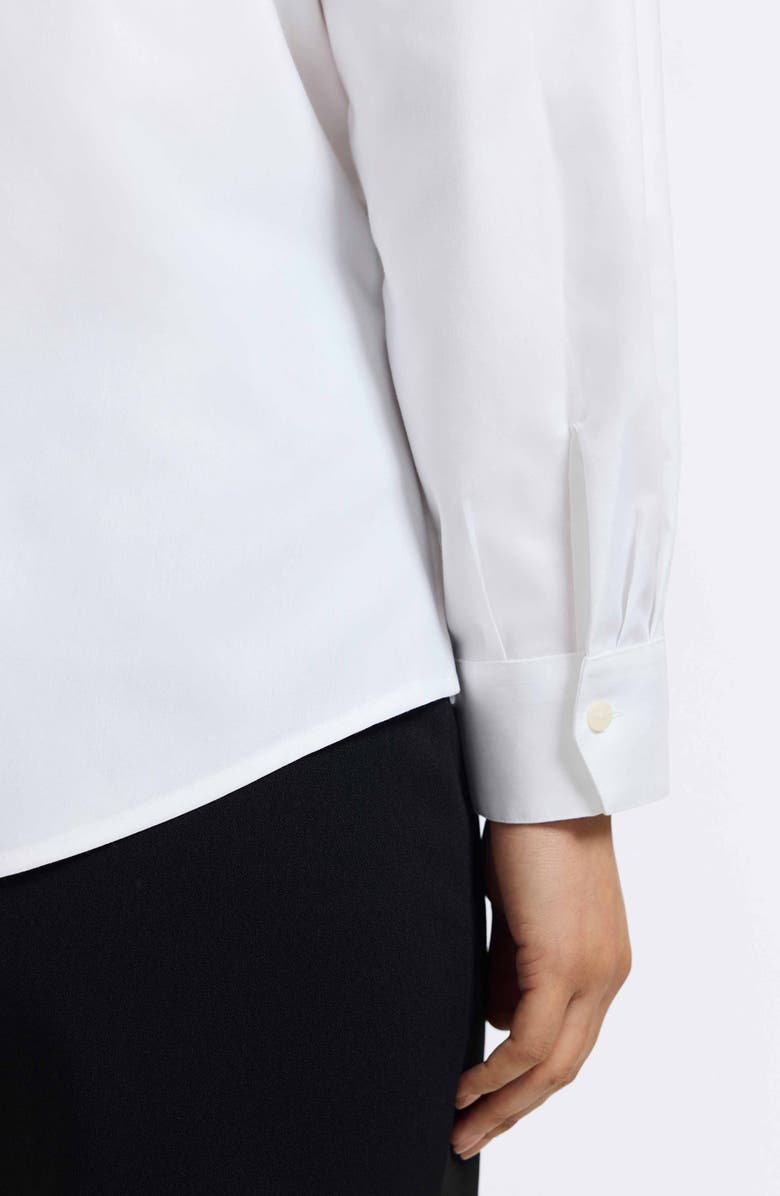 Foxcroft Marlee Leopard Trim Cotton Blend Button-Up Shirt, Alternate, color, White