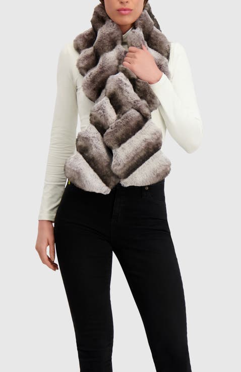 Fur-Free Chinchilla (Faux Fur) Pull-Through Scarf