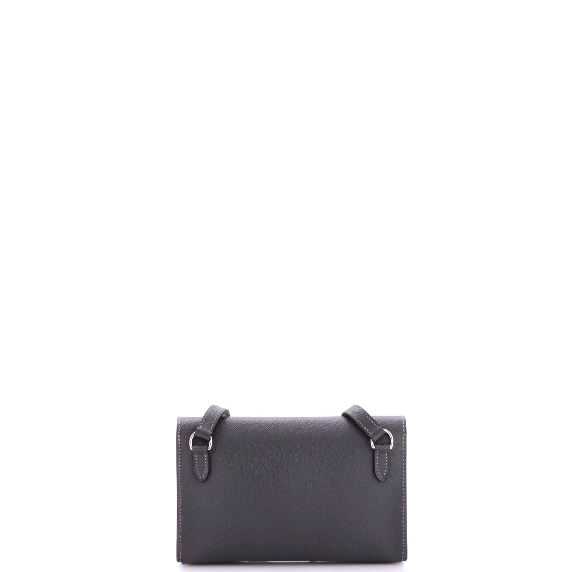 Pre-Owned Hermes Double Snap Pochette Crossbody Epsom, Alternate, color, Gris Misty
