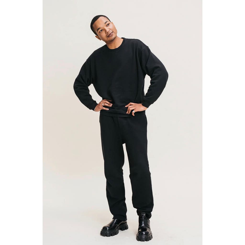 Ocio Organic Cotton Teddy Oversized Crewneck In Black