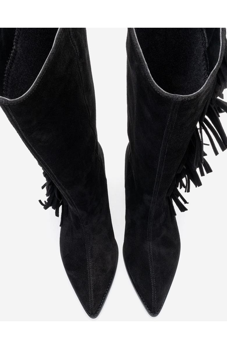 Forever & Always Shoes Orlo Leather Fringed Western Boot, Alternate, color, Black Leather