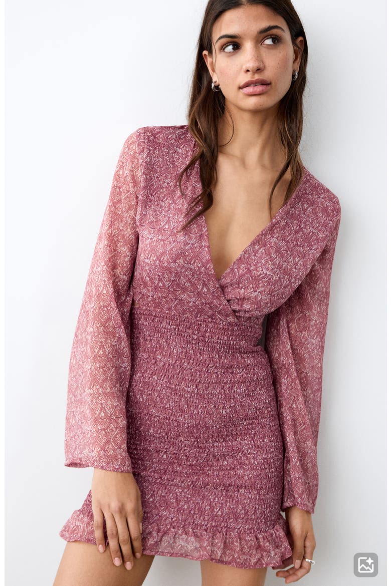 Long Sleeve Cutout Minidress, Alternate, color, PETROL PURPLE