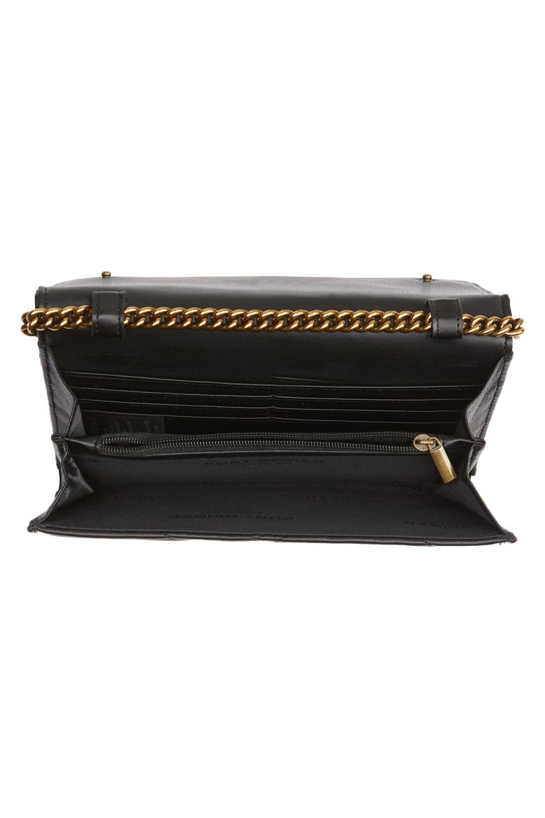Kensington Quilted Leather Wallet on a Chain, Alternate, color, BLACK