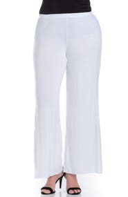 24seven Comfort Apparel Elastic Waist Flared Leg Palazzo Pants