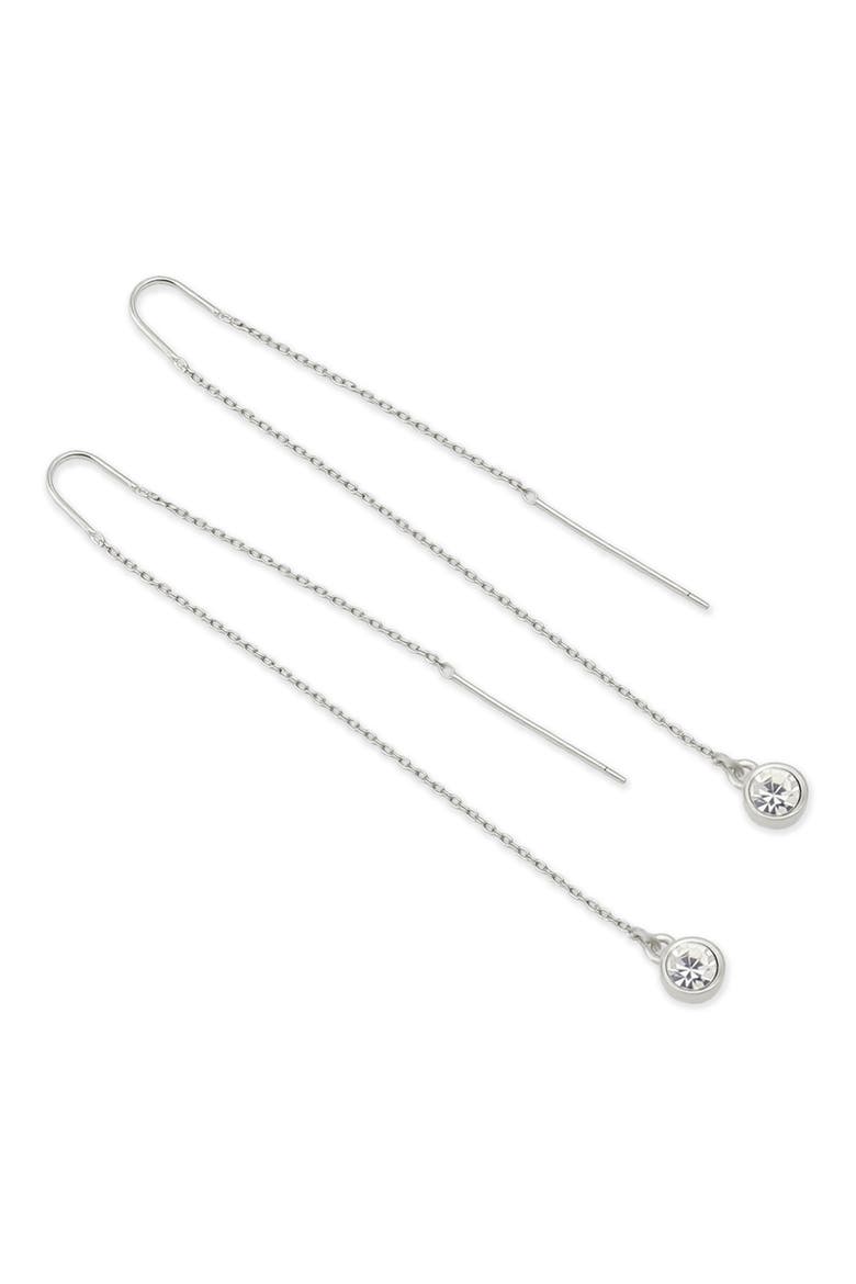 Stone Threader Earrings, Alternate, color, WARM SILVER