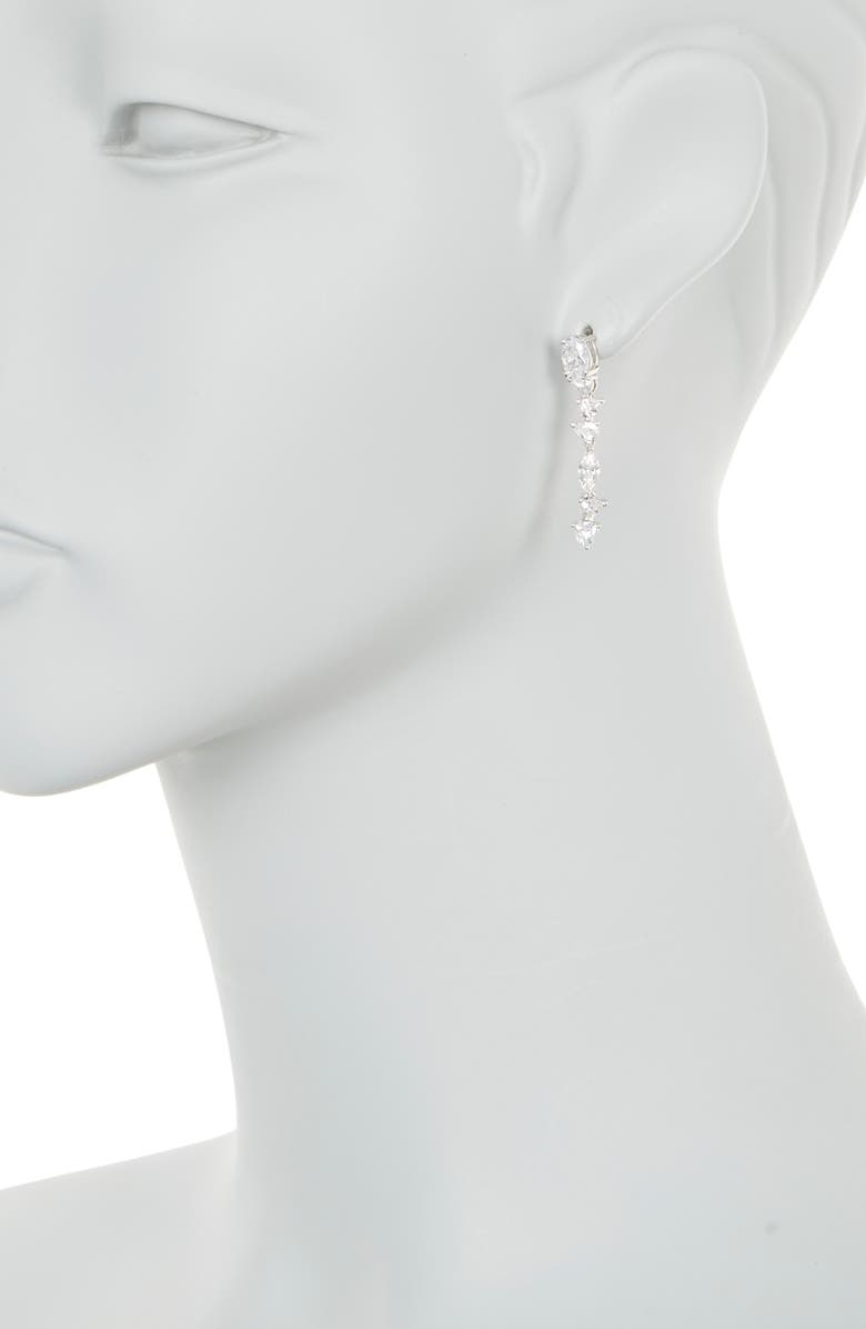 SUZY LEVIAN CZ Linear Drop Earrings, Alternate, color, Metallic Silver