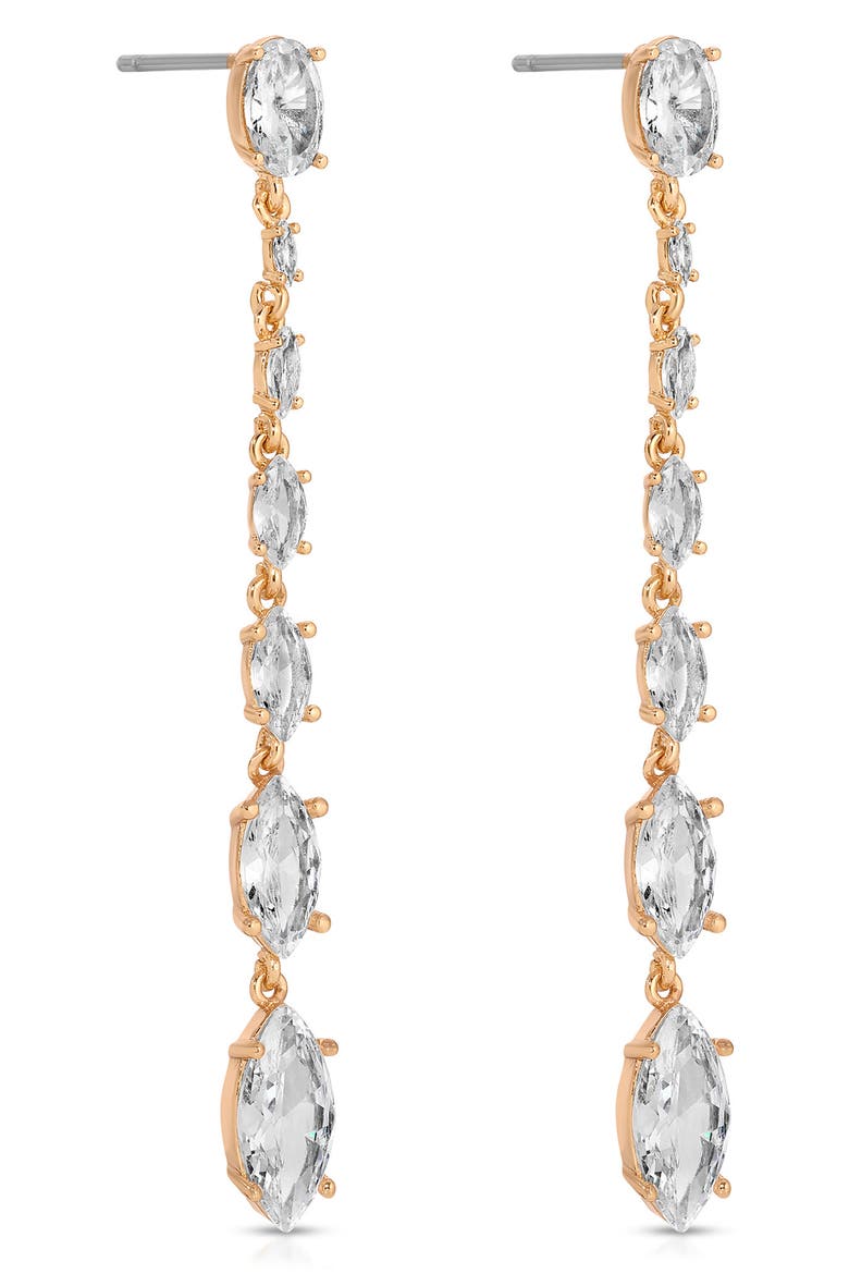 Marquise Cubic Zirconia Linear Drop Earrings, Alternate, color, GOLD