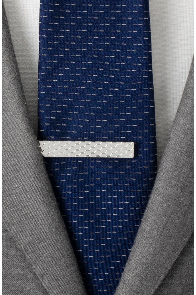 Honeycomb Tie Clip, Alternate, color, SILVER