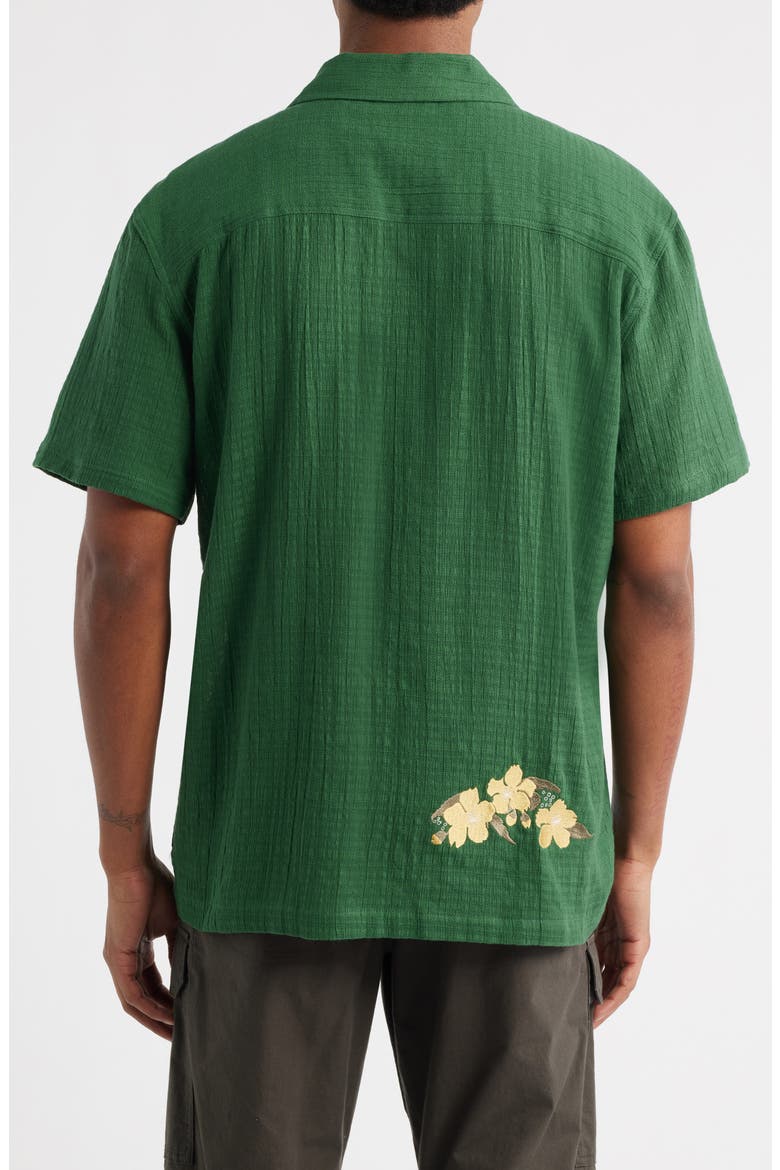 Ramus Floral Embroidered Camp Shirt, Alternate, color, DARK GREEN