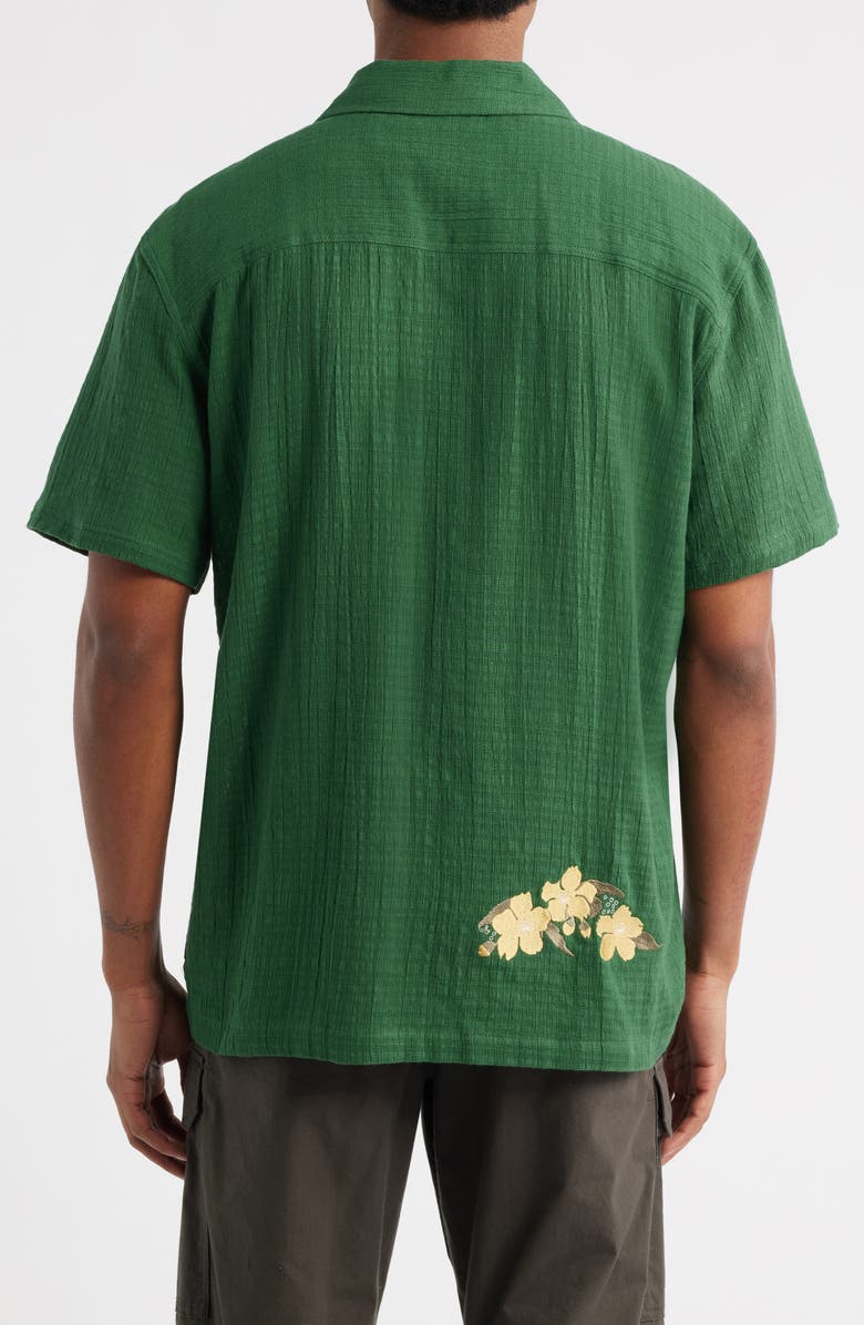 PALMES Ramus Floral Embroidered Camp Shirt, Alternate, color, Dark Green