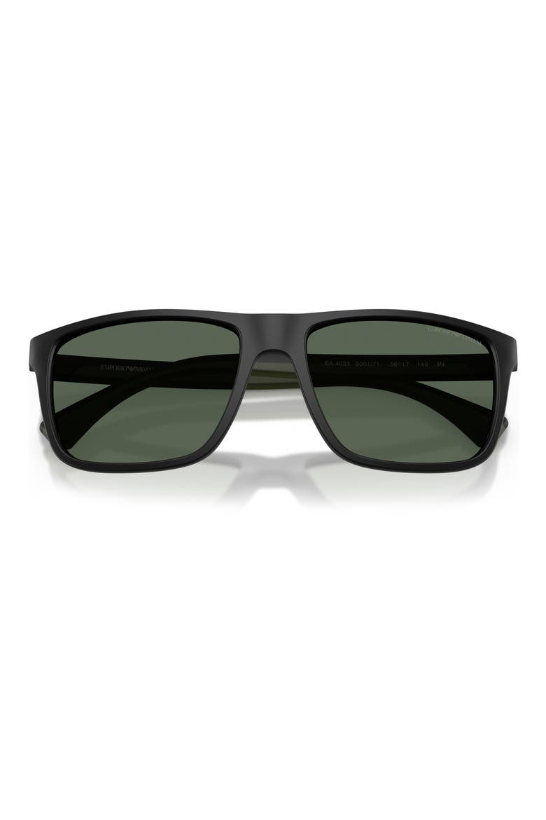 56mm Square Sunglasses, Alternate, color, MATTE BLACK / DARK GREEN