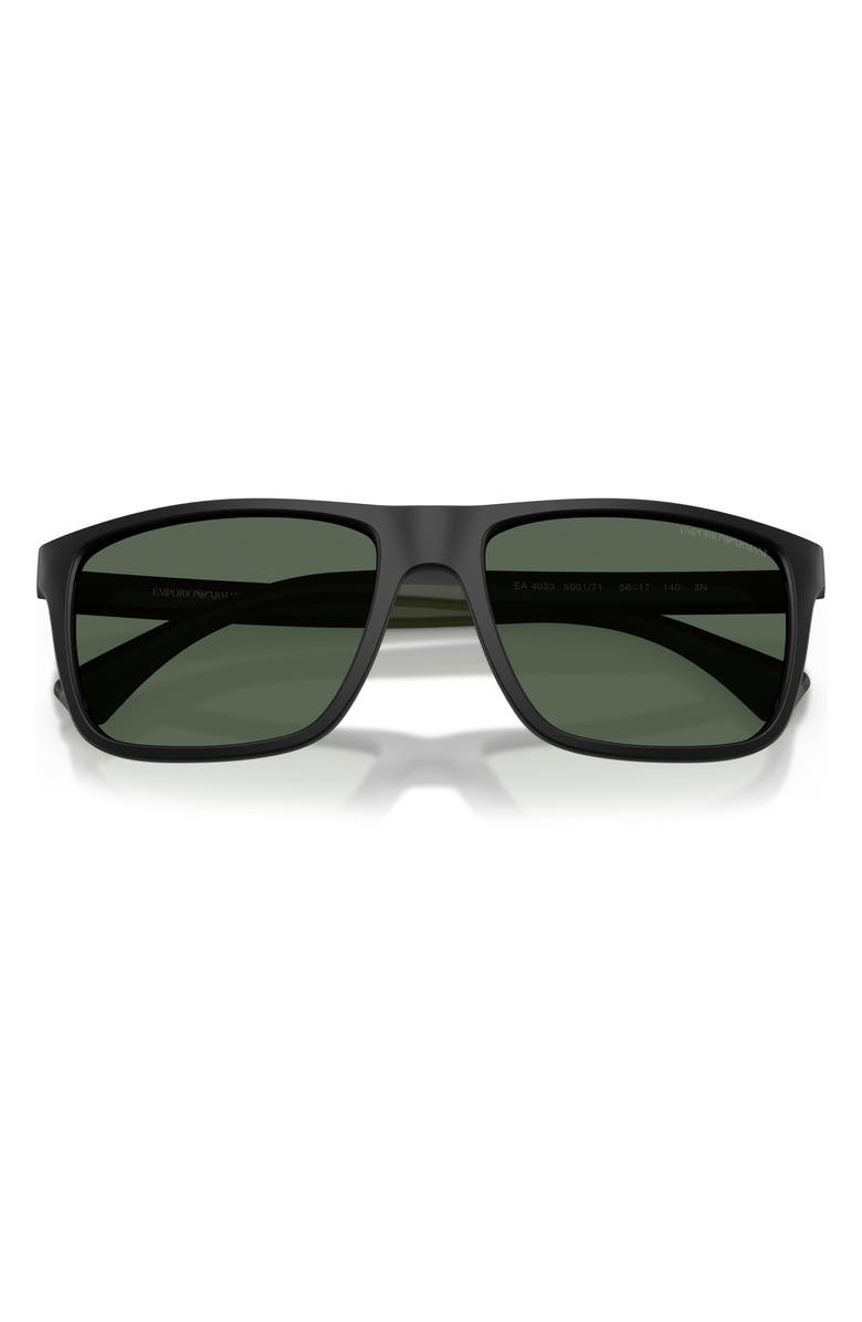 Emporio Armani 56mm Square Sunglasses, Alternate, color, Matte Black / Dark Green
