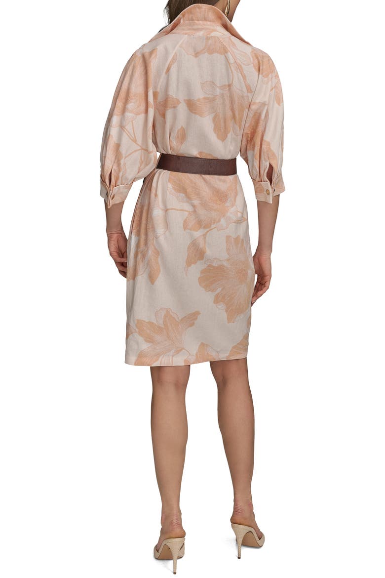 Belted Linen Blend Shirtdress, Alternate, color, SCALLOP SHELL APRICOT