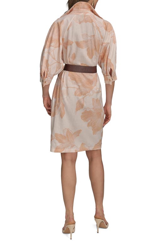 Donna Karan New York Belted Linen Blend Shirtdress In Scallop Shell Apricot