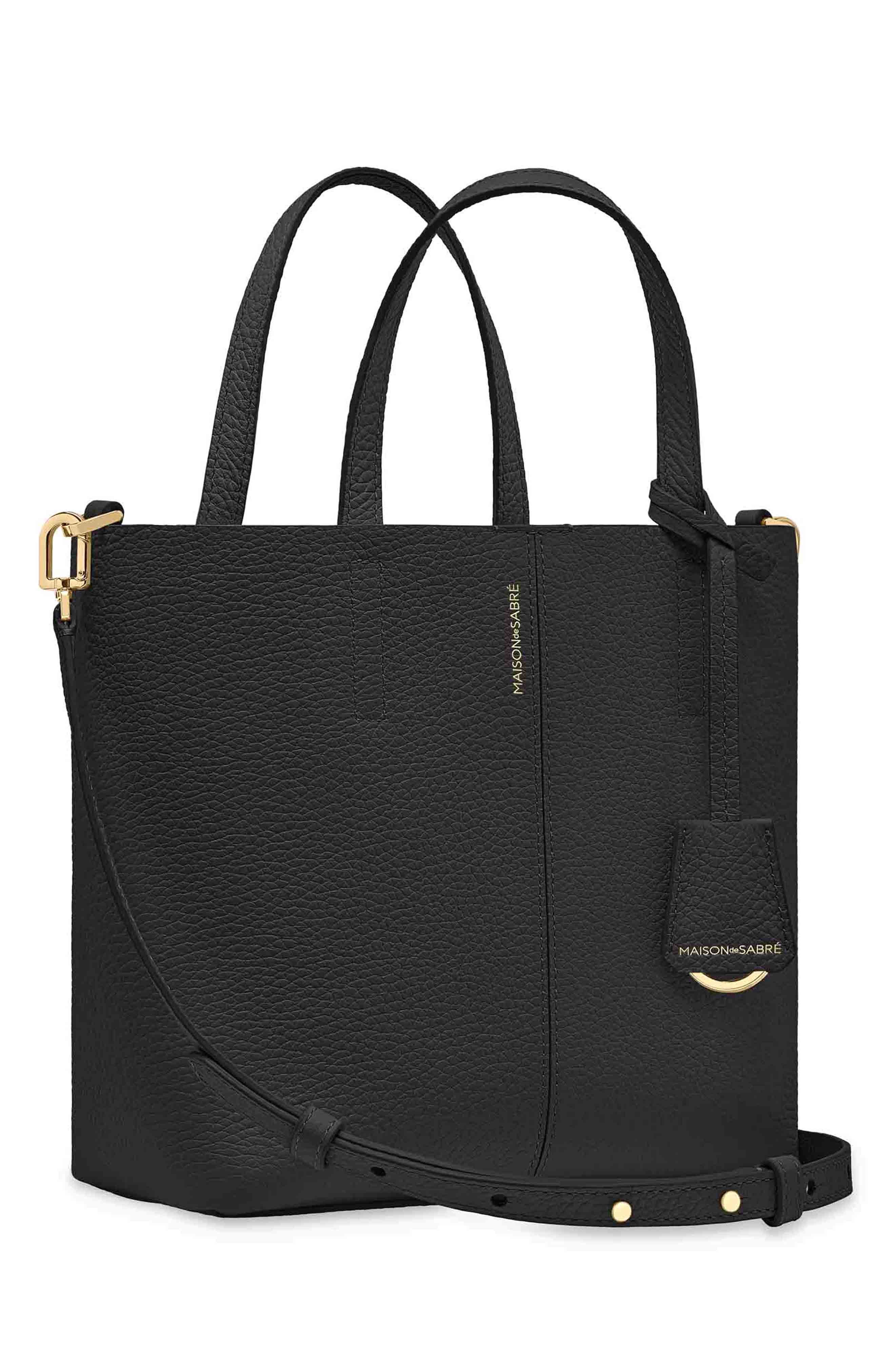 MAISON de SABRÉ Small Leather Soft Tote, Alternate, color, Rouge Noir