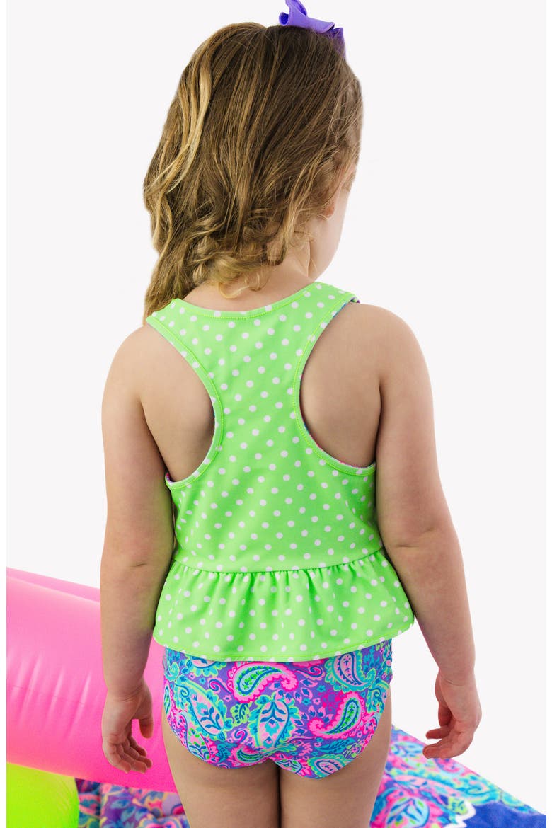 Kids' Neon Paisley Reversible Two-Piece Swimsuit, Alternate, color, PURPLE