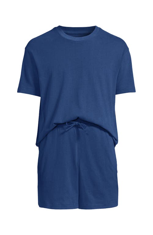 Lands' End Short Sleeve Knit Jersey Short Sleep Set In Blue