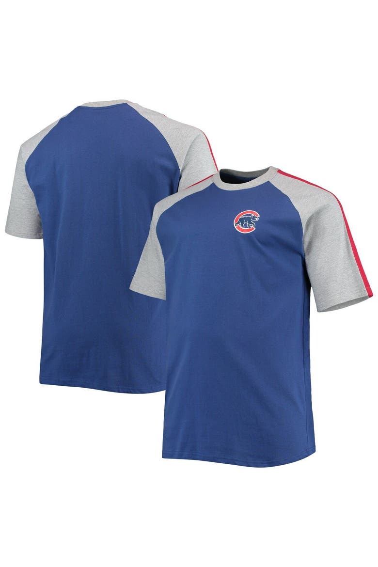 Men's Royal/Heathered Gray Chicago Cubs Big & Tall Circular Raglan T-Shirt, Alternate, color, Royal