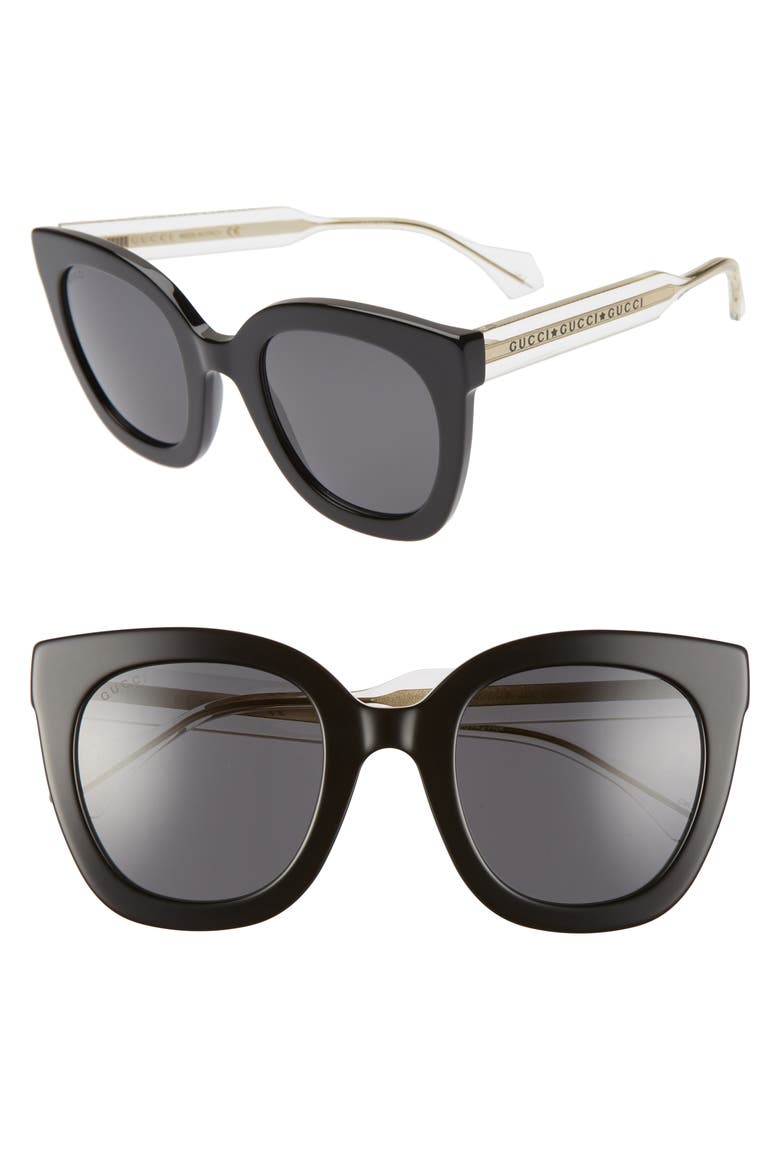 51mm Cat Eye Sunglasses, Main, color, BLACK/ GREY SOLID