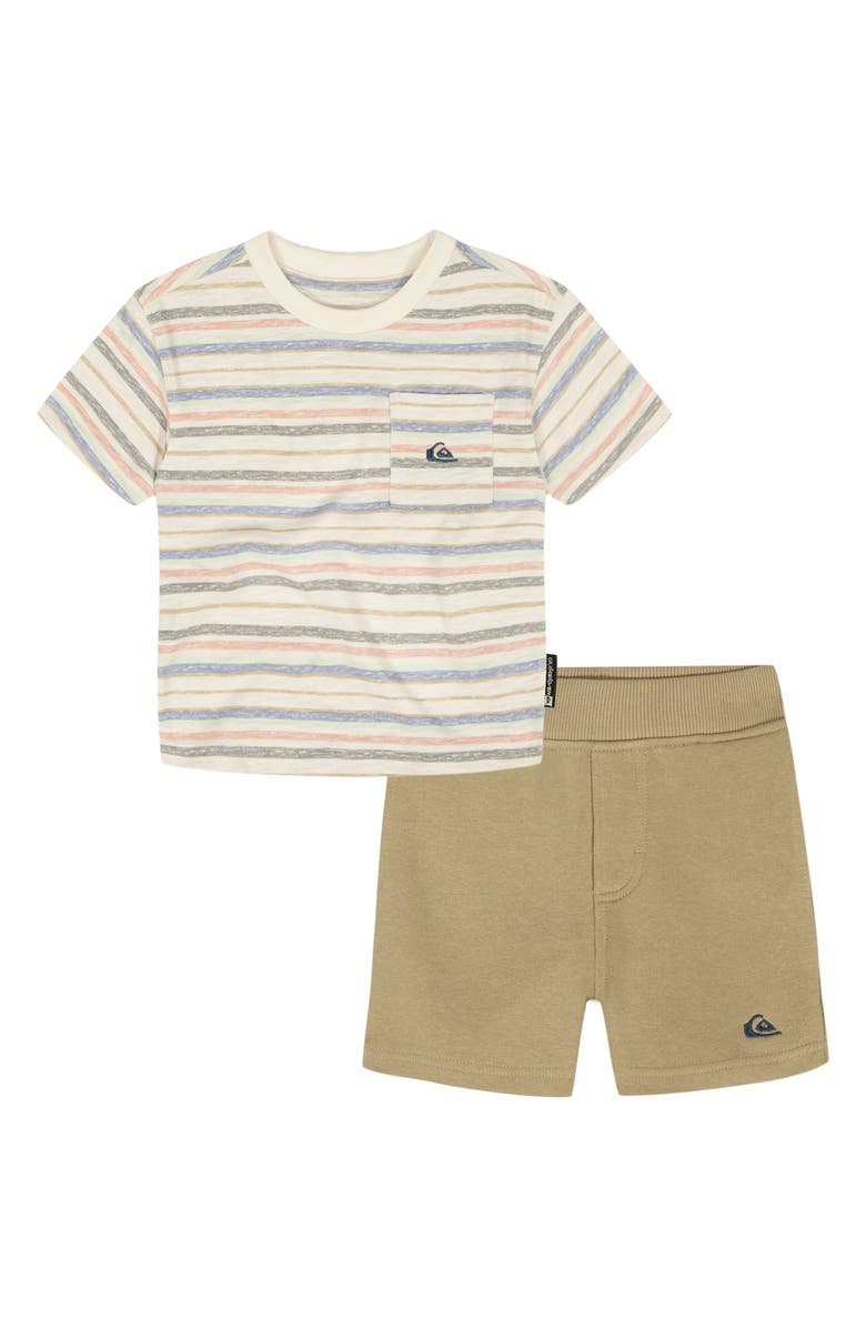 Quiksilver Kids' 2-Piece T-Shirt & Fleece Shorts Set, Main, color, Beige