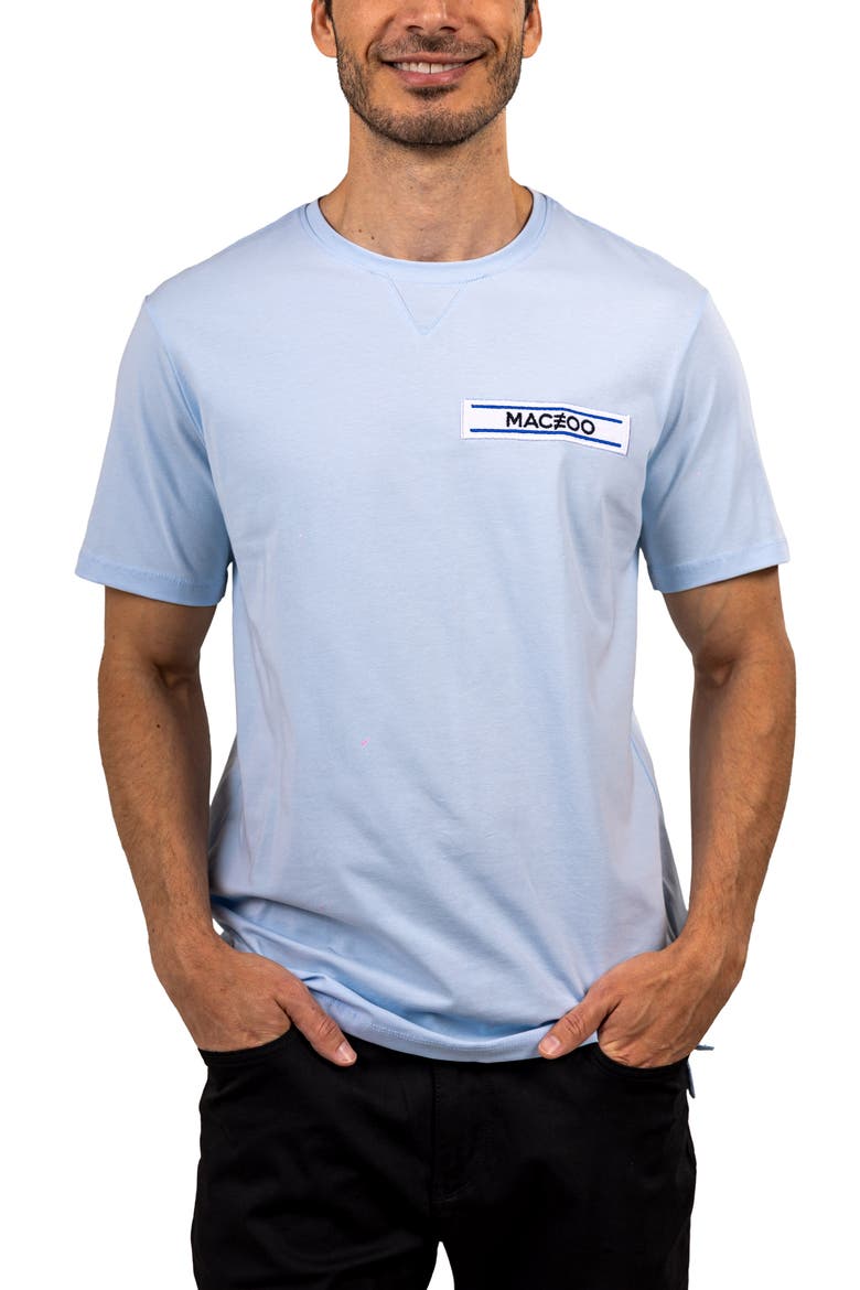 Baron Lightblue Logo Patch Stretch Cotton T-Shirt, Alternate, color, BLUE