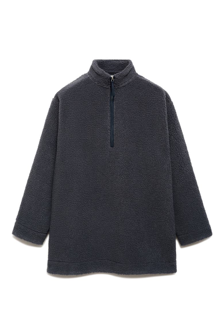 Oversize High Pile Fleece Half Zip Pullover, Alternate, color, INK BLUE