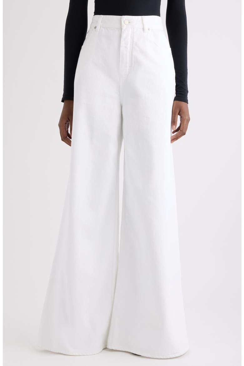 Denim Palazzo Pants, Main, color, BLANC