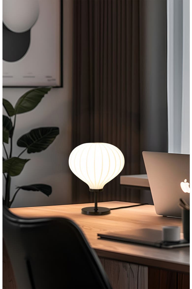 Nimbus 9" LED Table Lamp with Black Finish and White Balloon Dome Shade, Bulb Included, Alternate, color, Classic black