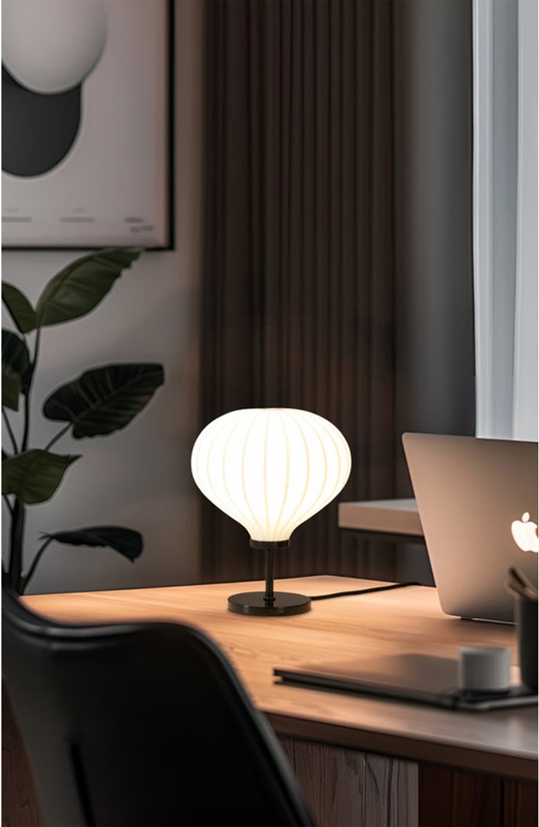 Brightech Nimbus 9" LED Table Lamp with Black Finish and White Balloon Dome Shade, Bulb Included, Alternate, color, Classic Black