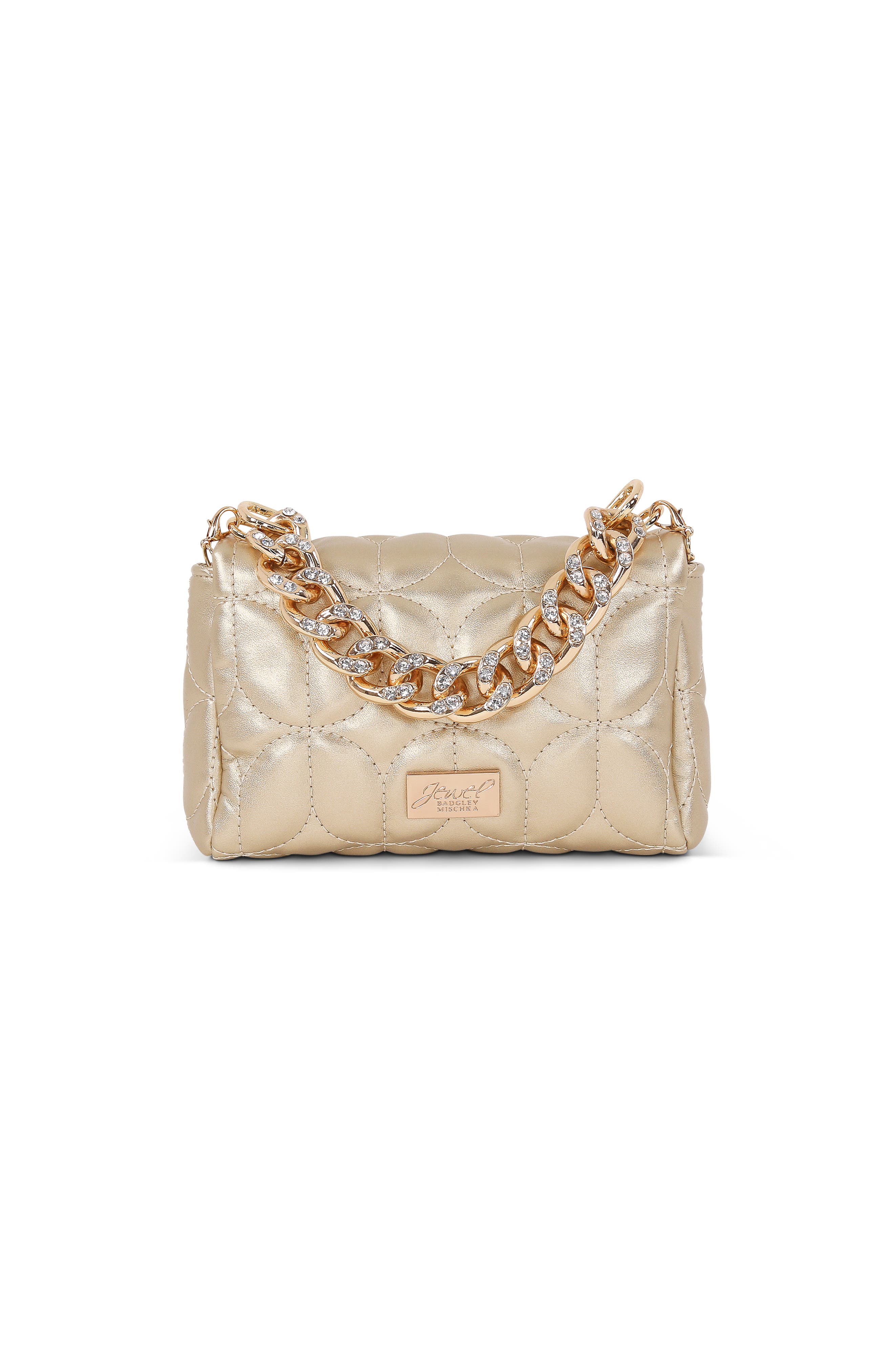 Jewel Badgley Mischka Tara Deco Quilted Mini - 2 Carry Options, Alternate, color, Gold