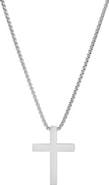 STEELTIME Men's Stainless Steel Square Cross Pendant Necklace