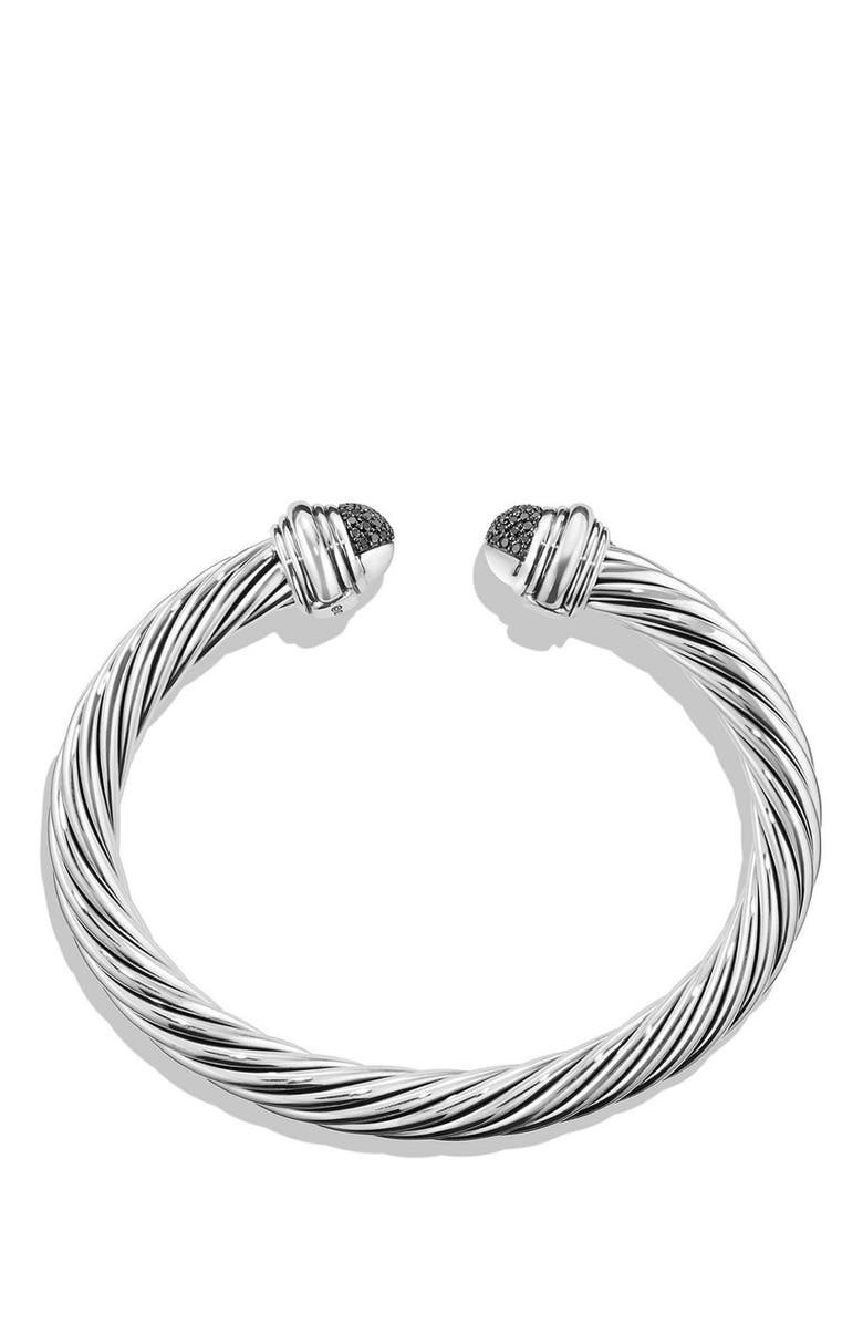 David Yurman Classic Cable Bracelet in Sterling Silver with Pavé Diamond Domes, 7mm, Alternate, color, 