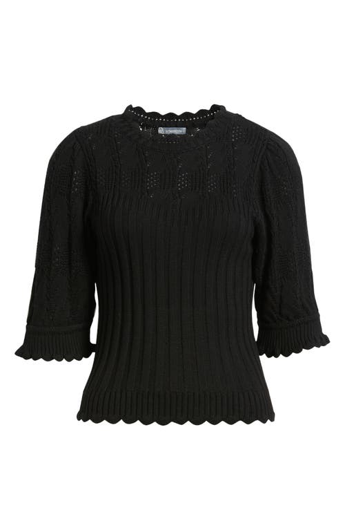 Wit & Wisdom Mixed Stitch Elbow Sleeve Sweater In Black