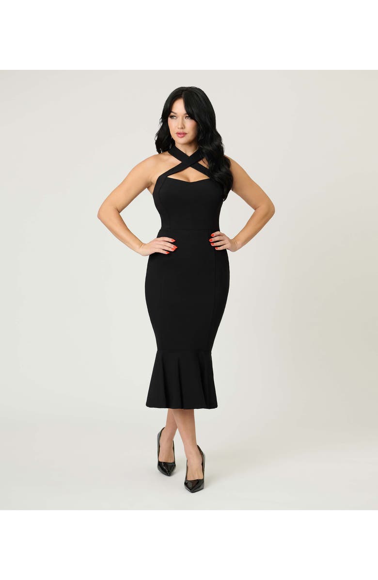 Unique Vintage Penelope Wiggle Dress, Alternate, color, Black Solid