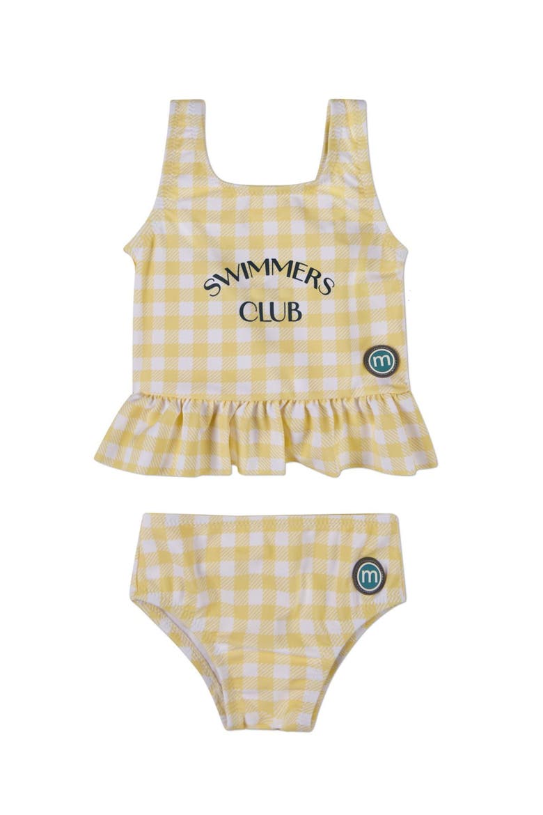 2 Piece Kids' Swimmers Club Gingham Swimsuit, Alternate, color, Yellow