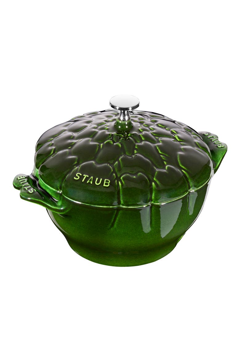 3-Quart Enameled Artichoke Cast Iron Dutch Oven, Main, color, BASIL