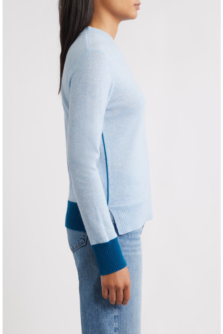 Contrast Trim Wool & Cashmere Crewneck Sweater, Alternate, color, LIGHT BLUE
