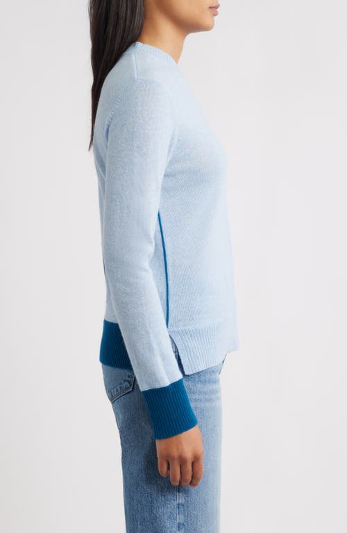 Griffen Contrast Trim Wool & Cashmere Crewneck Sweater In Blue