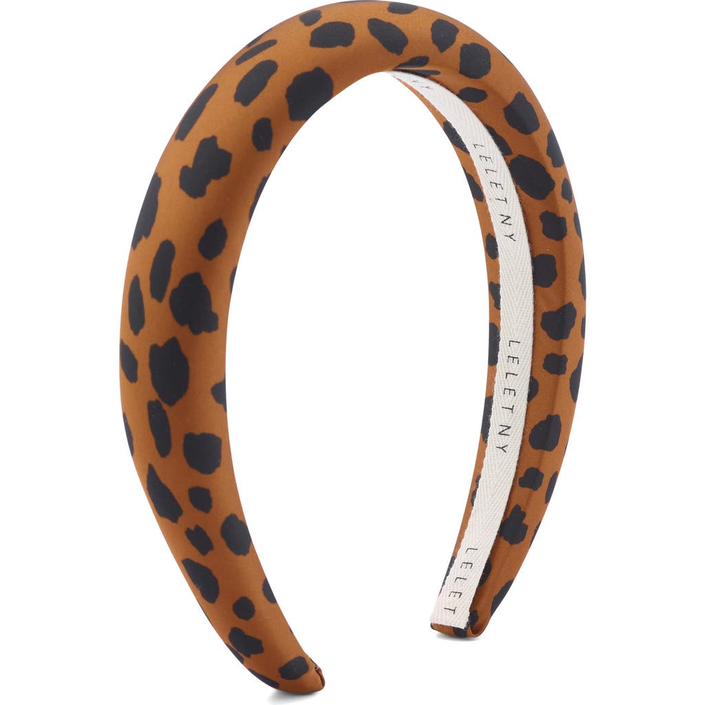 Lelet Ny Greer Leopard Padded Silk Headband In Brown