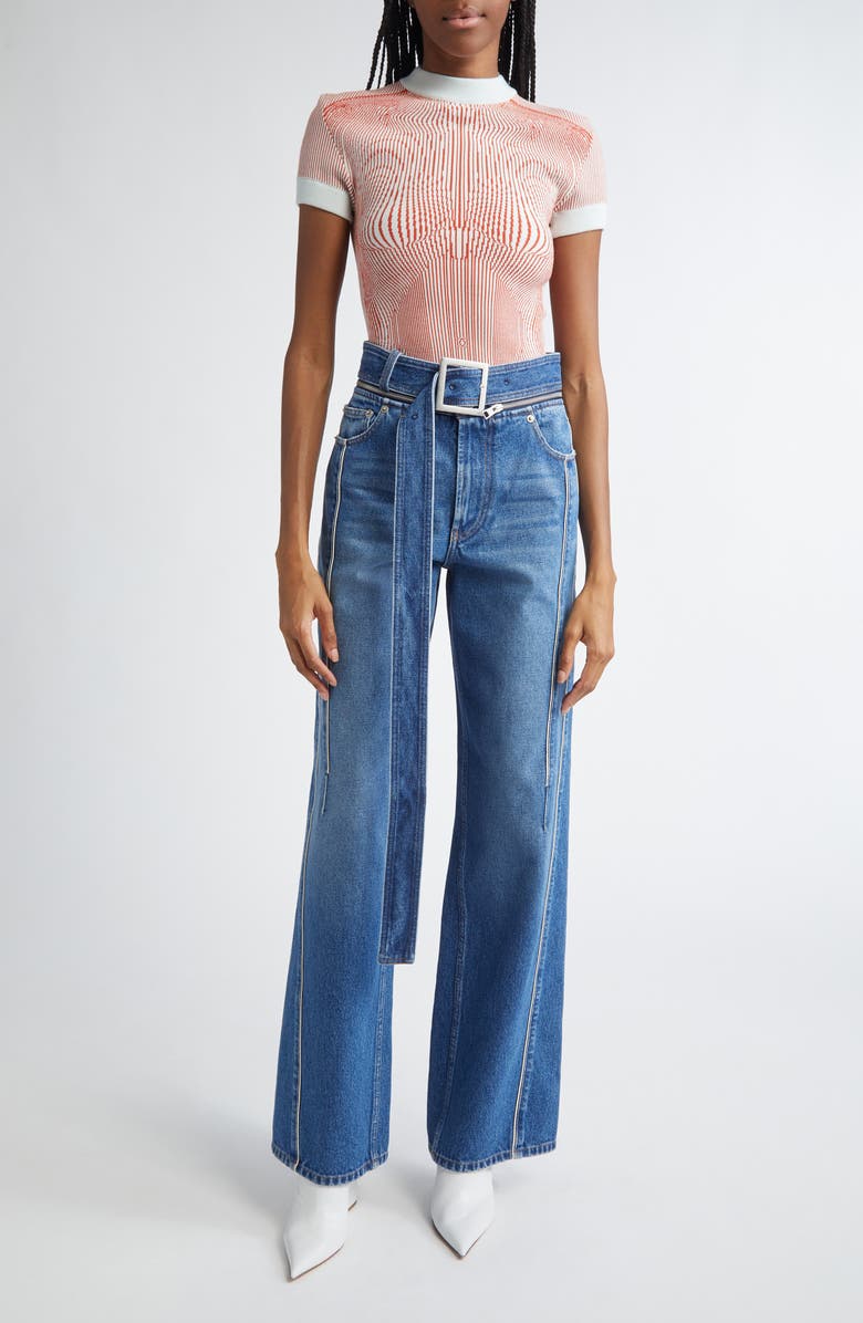 Jean Paul Gaultier The Belted Wide Leg Jeans, Alternate, color, 