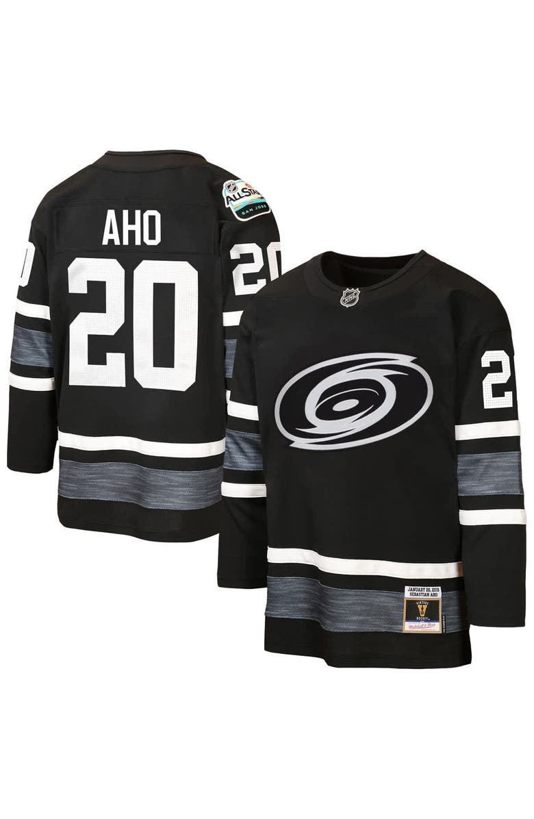 Mitchell & Ness Youth Mitchell & Ness Sebastian Aho Black Carolina Hurricanes 2019 All-Star Game Power Play Jersey, Main, color, Black
