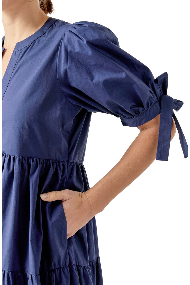 Tiered Midi Dress, Alternate, color, NAVY