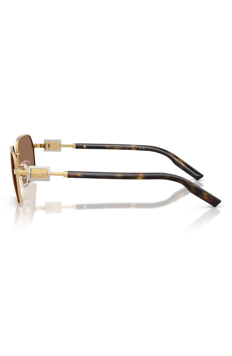 Dolce&Gabbana 56mm Rectangular Sunglasses, Alternate, color, Gold