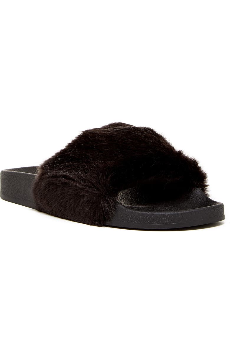 Jeffrey Campbell Follow Me Faux Fur Slide Sandal, Alternate, color,