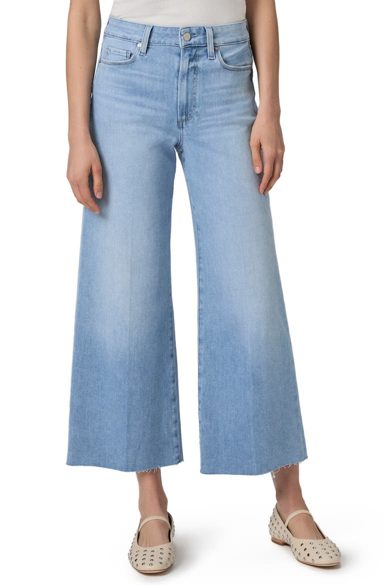 Anessa High Waist Frayed Hem Crop Wide Leg Jeans, Main, color, LUMINARIES